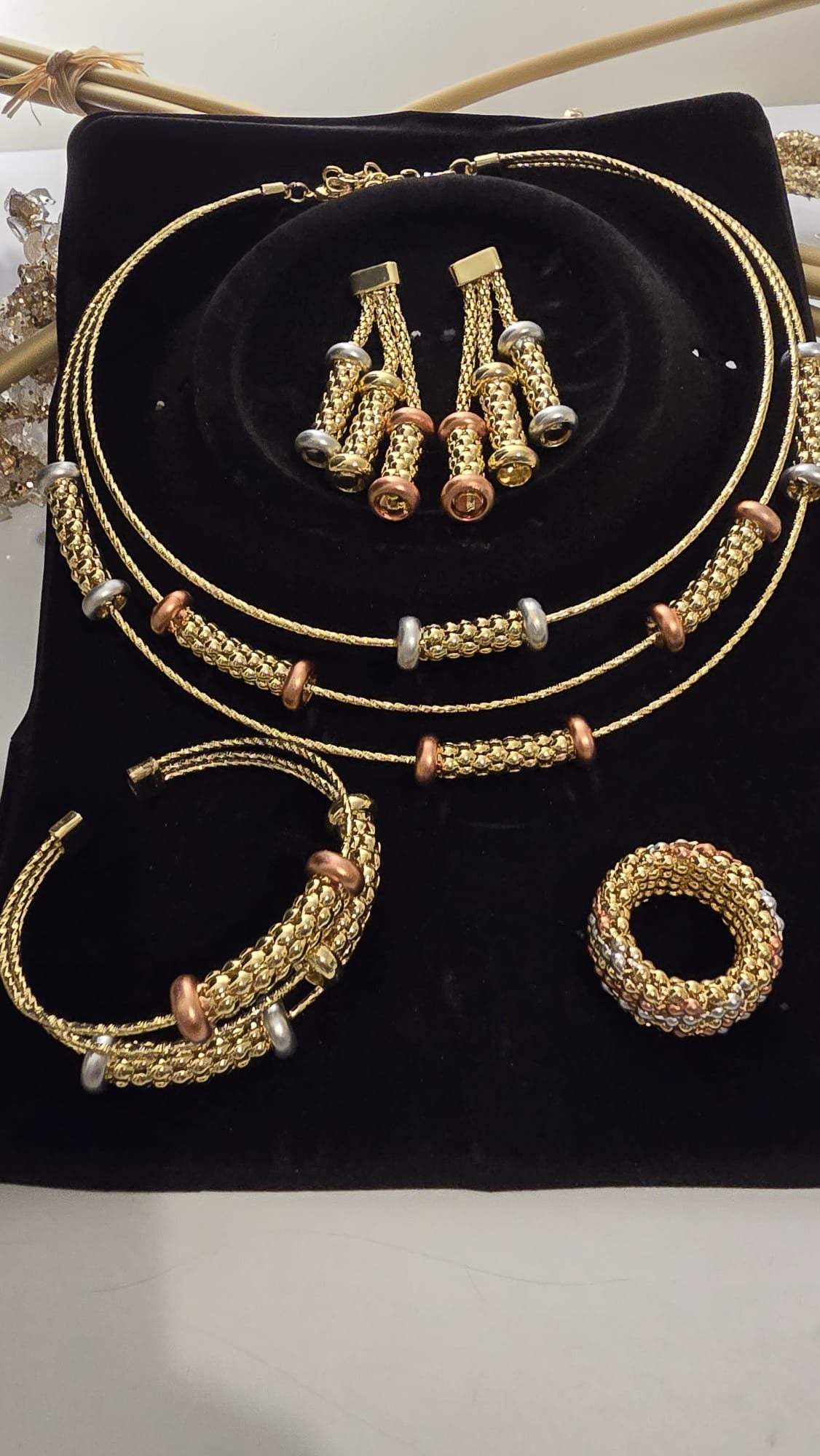 Three-Tone A-Grade 18K Copper-Coated Jewelry Set