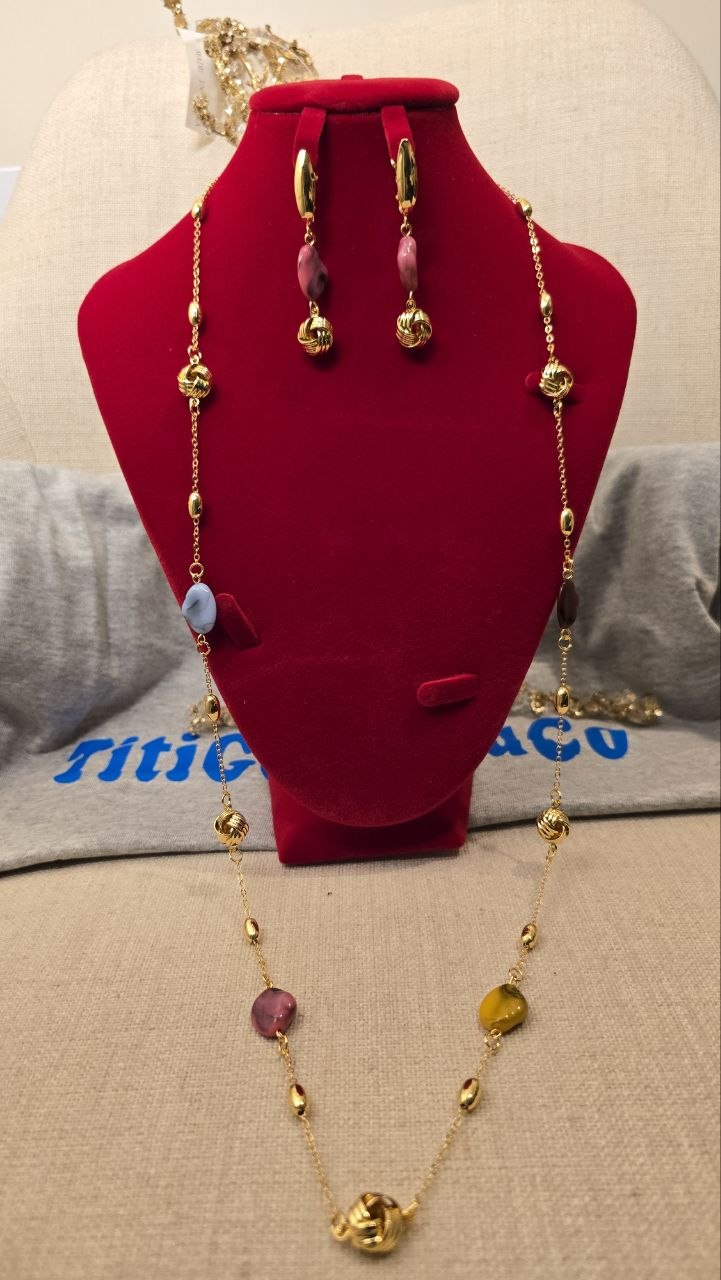 21K Gold-Coated Beaded Jewelry Set