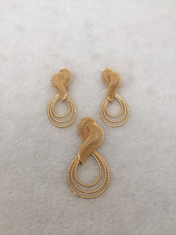 Gold Plated Earrings & Pendant Set