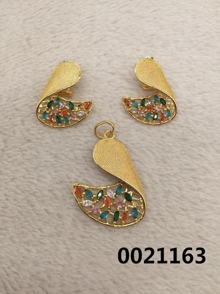 Gold Plated Earrings & Pendant Set