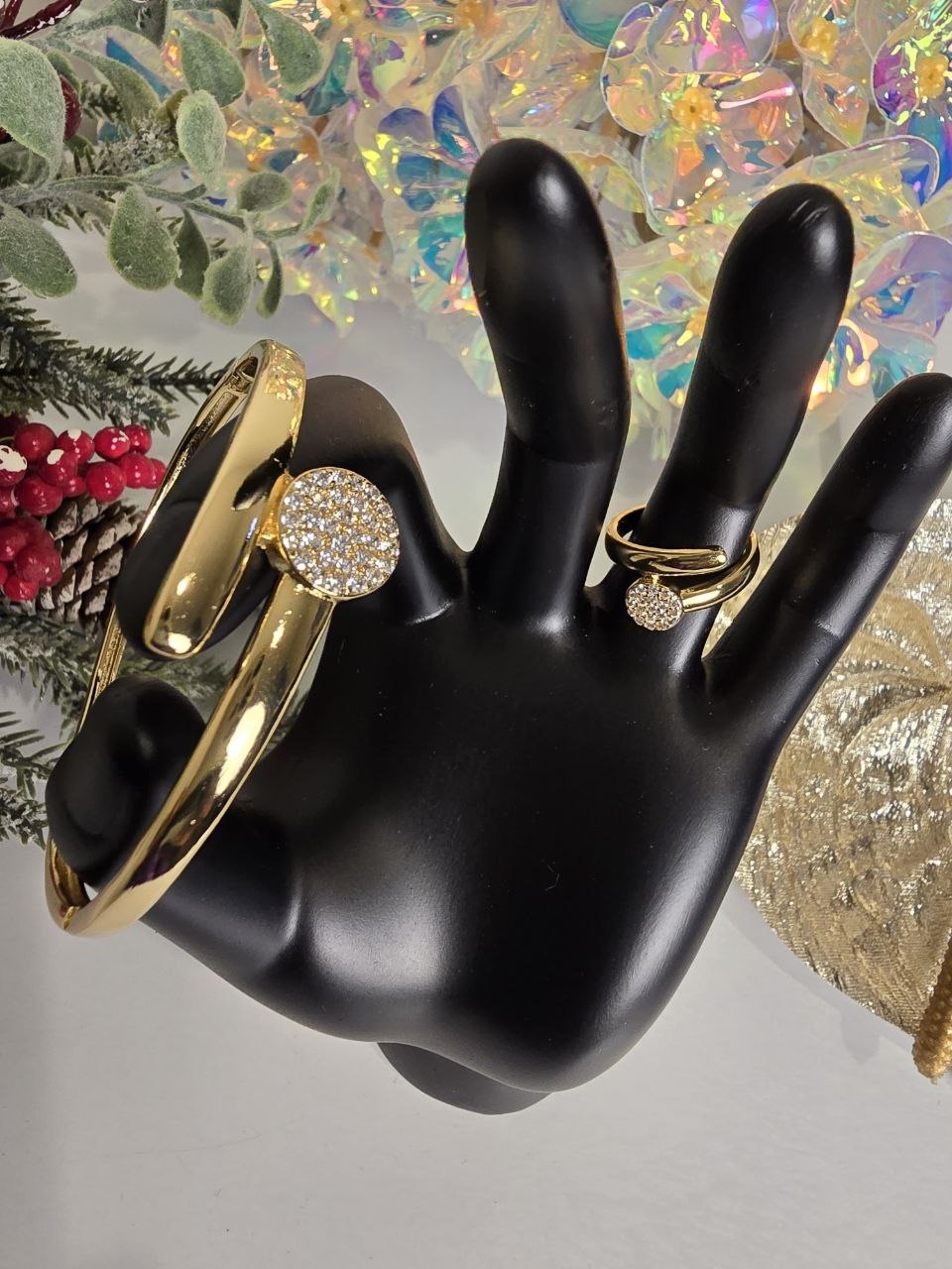 Gold Plated Bangle & Ring Set