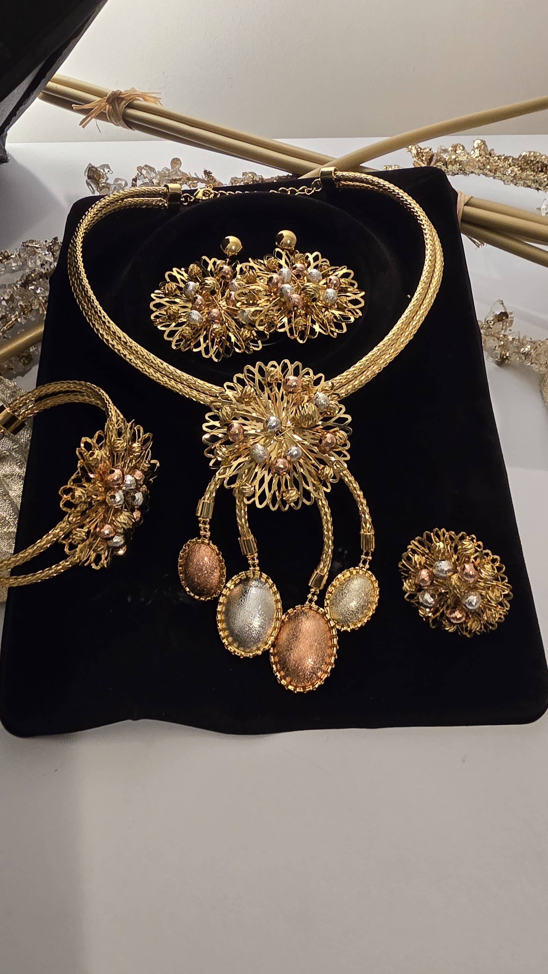 Three-Tone A-Grade 18K Copper-Coated Jewelry Set – Design II